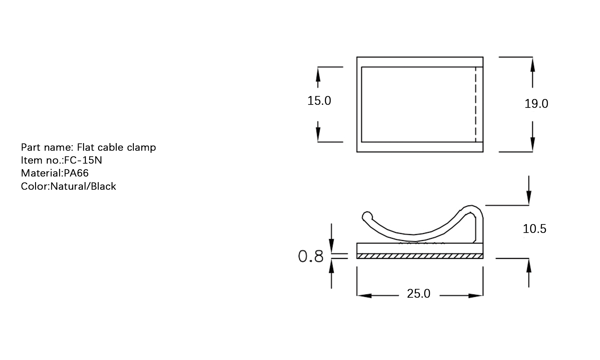 Plastic Flat Cable Clamp FC-15N